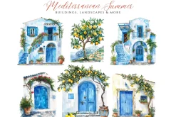 Mediterranean Summer Clipart Set