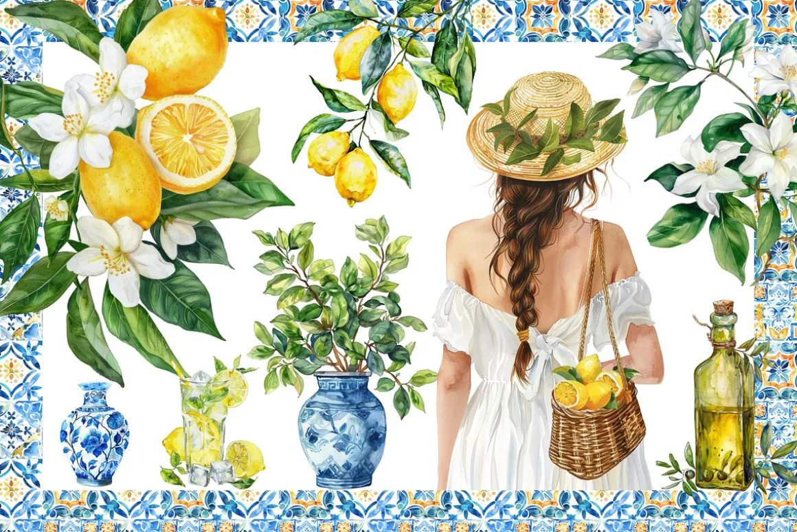 Mediterranean Summer Clipart Set