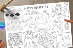 Mermaid Birthday Coloring page