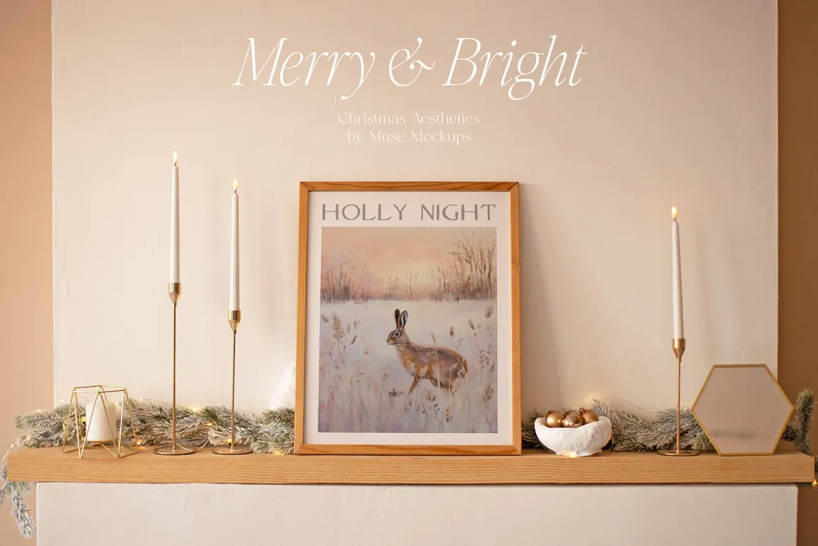 MERRY & BRIGHT Christmas Mockups