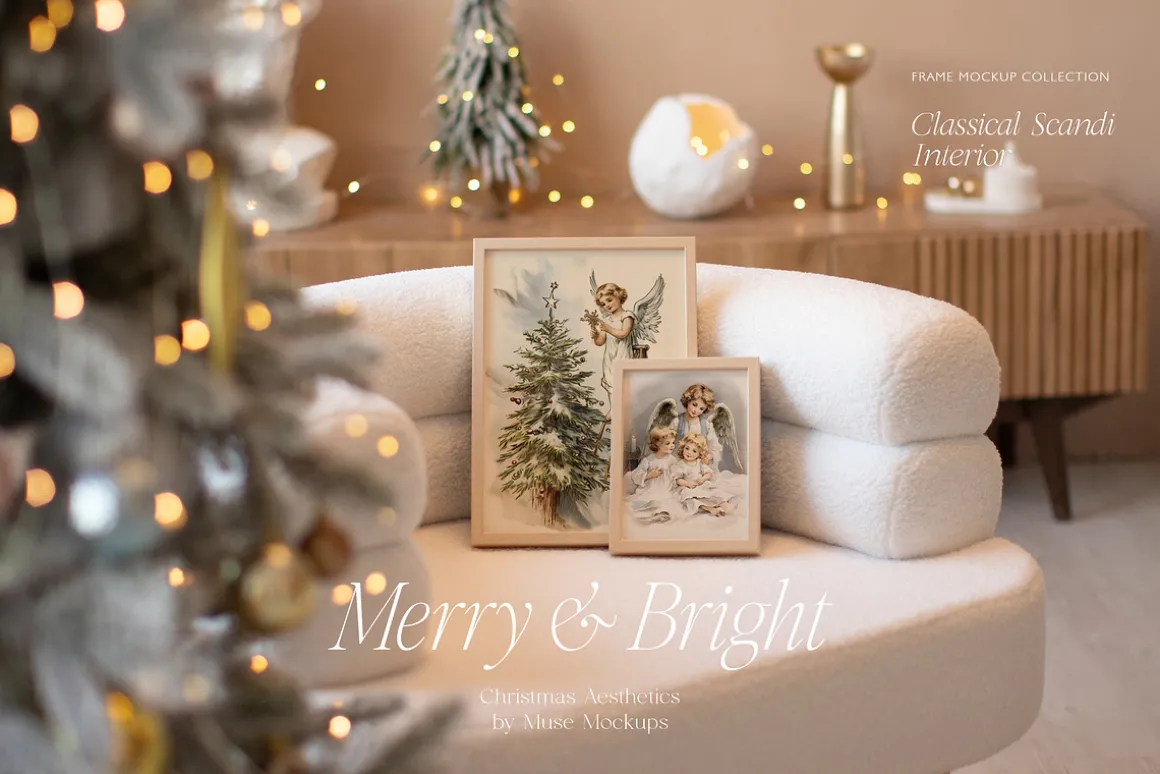 MERRY & BRIGHT Christmas Mockups