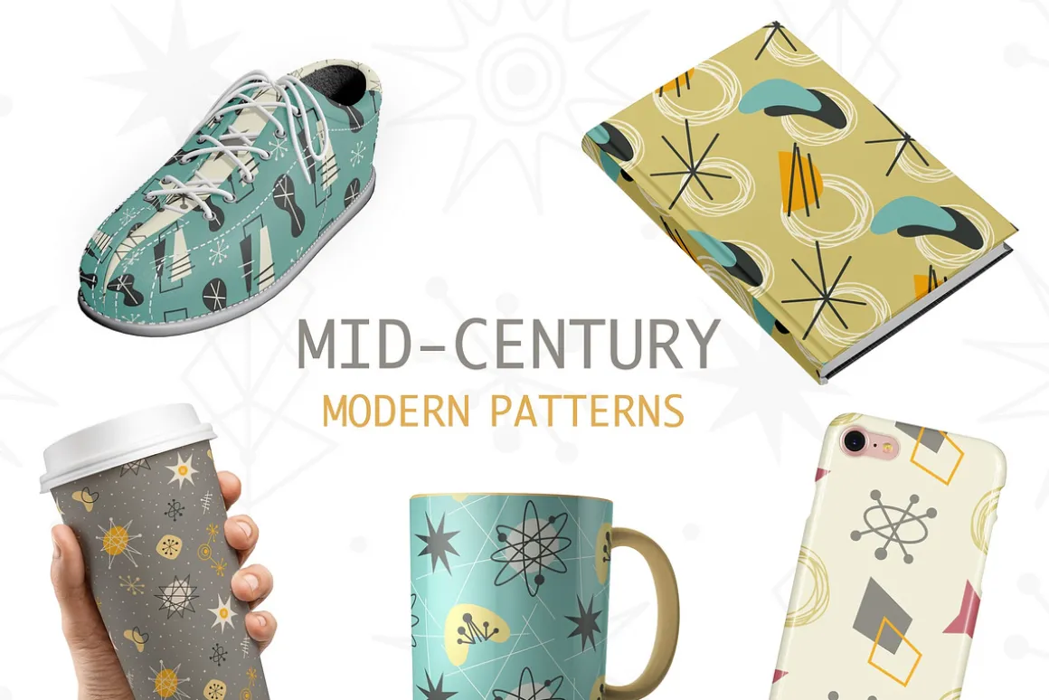 12 Mid Century 1950s Atomic Patterns