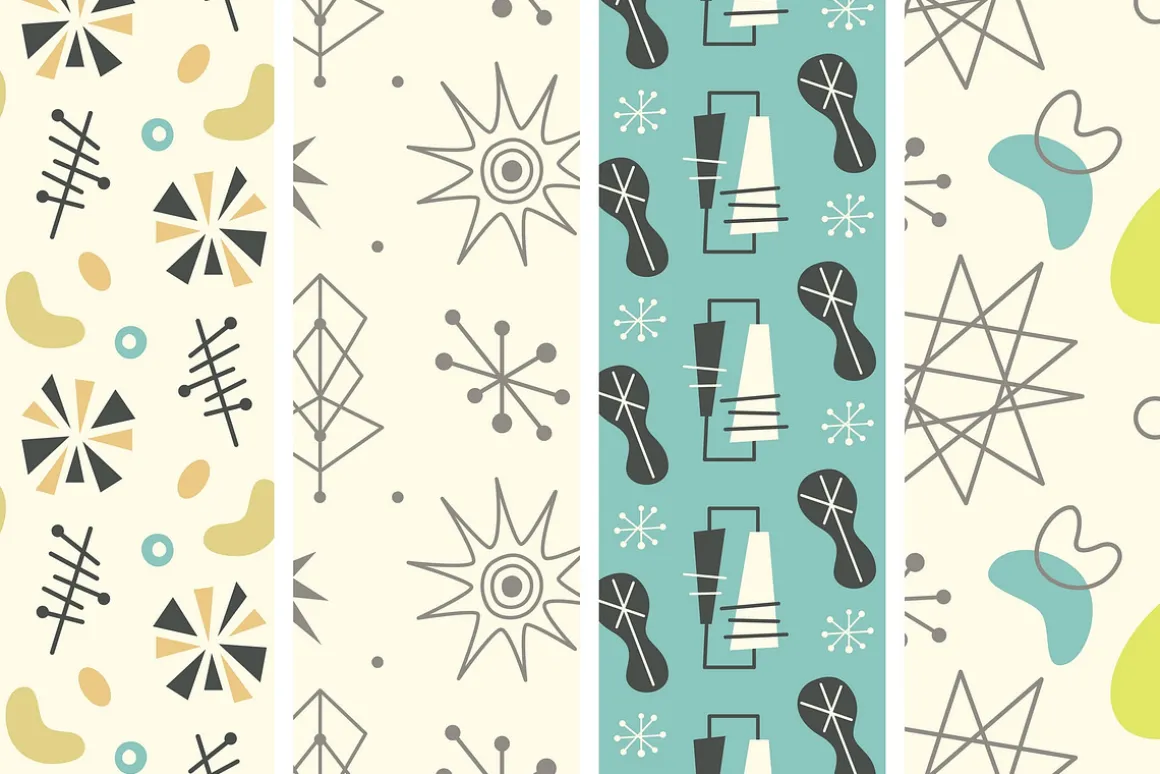 12 Mid Century 1950s Atomic Patterns