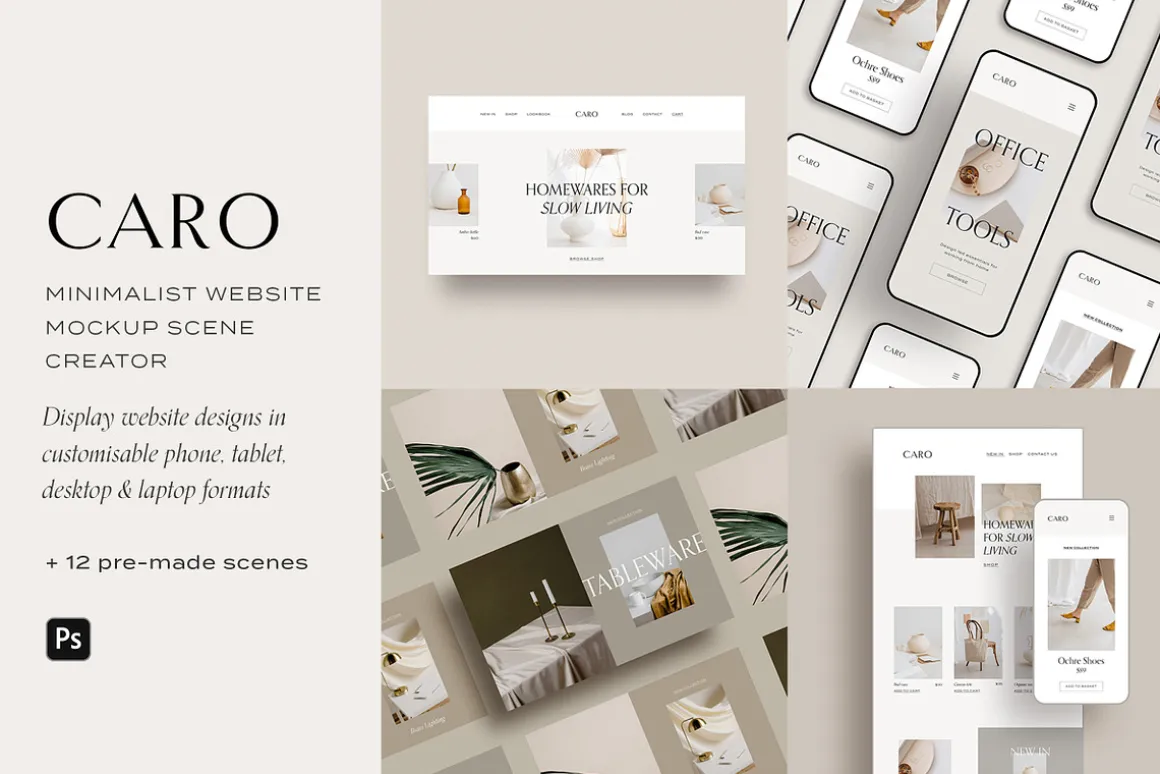 Minimal Website Mockup Scene Creator