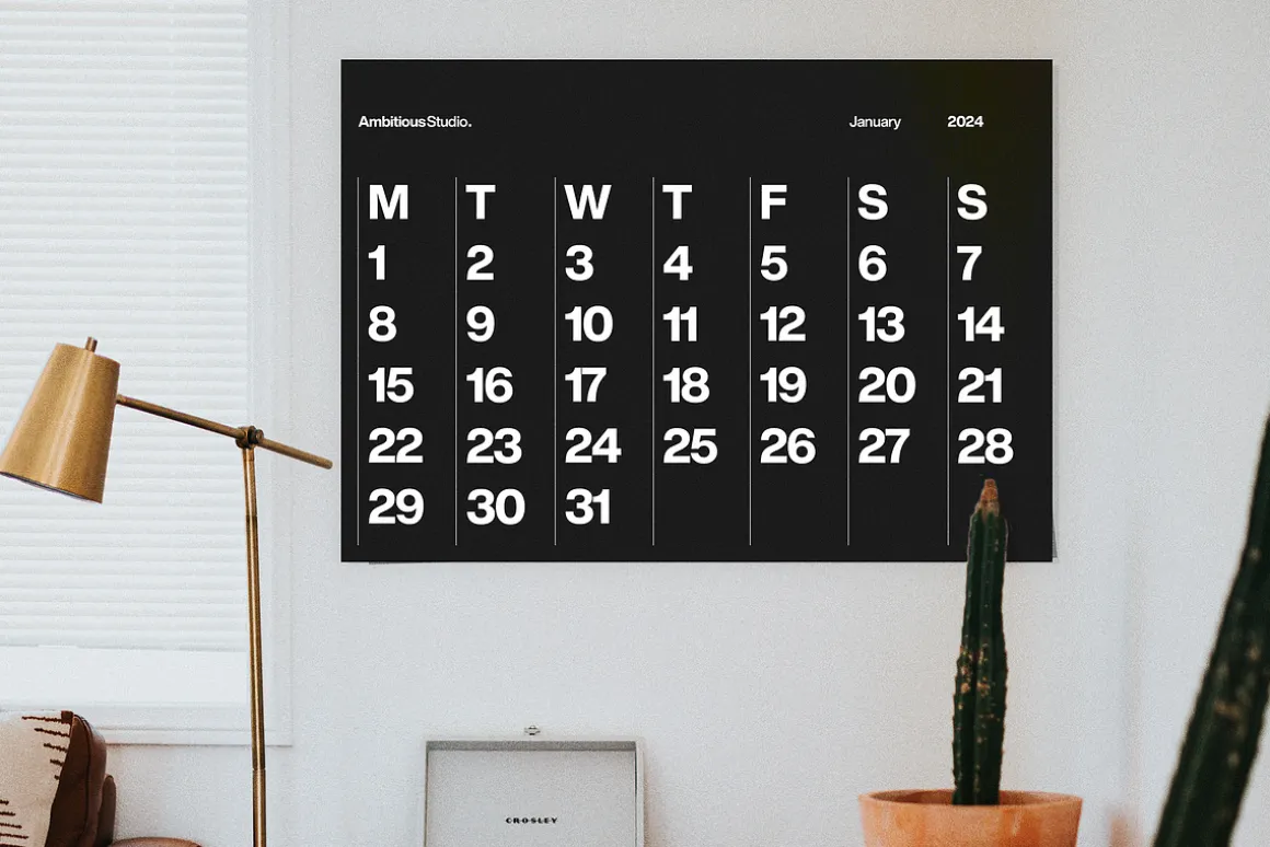 2024 Minimal A1 Helvetica Calendar
