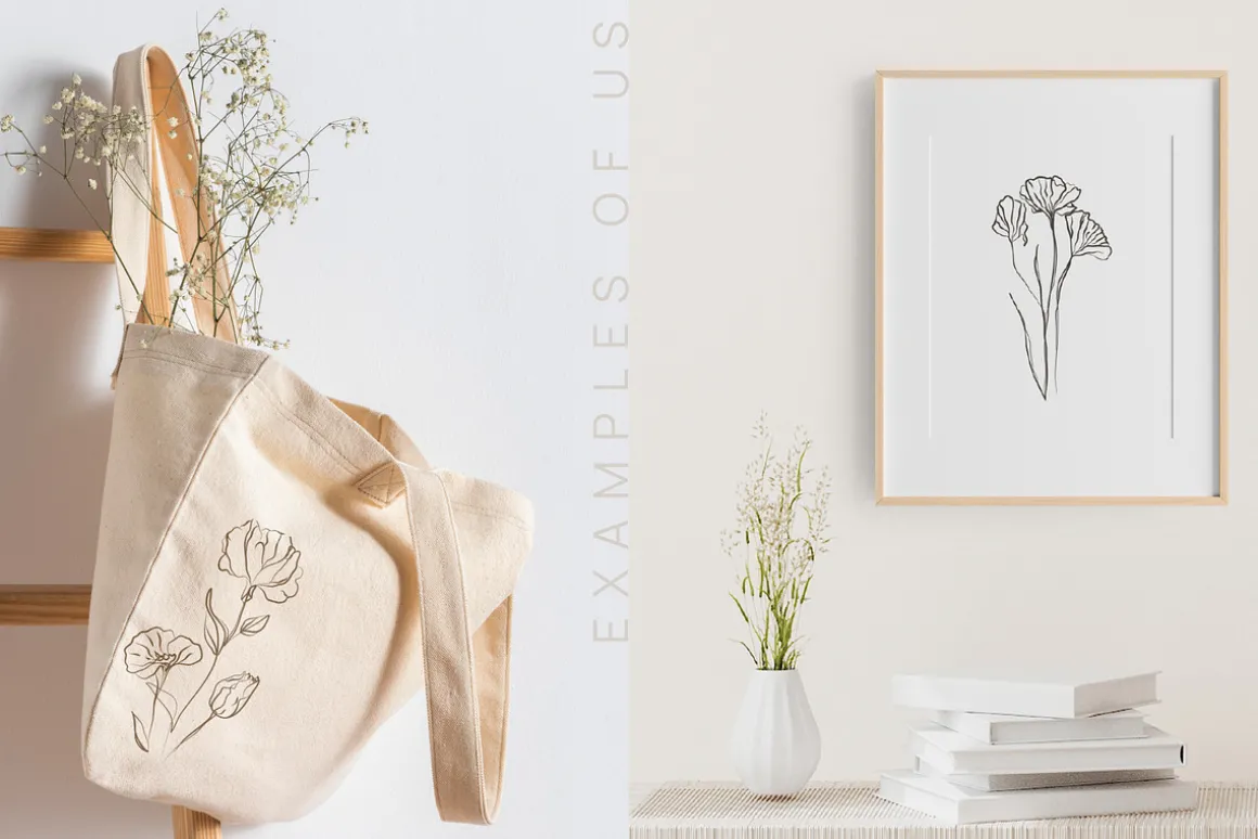 Minimalistic Line Flowers & Leaves