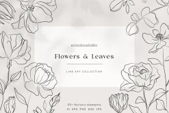 Minimalistic Line Flowers & Leaves