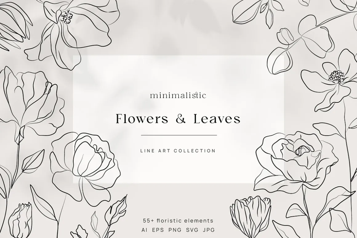 Minimalistic Line Flowers & Leaves