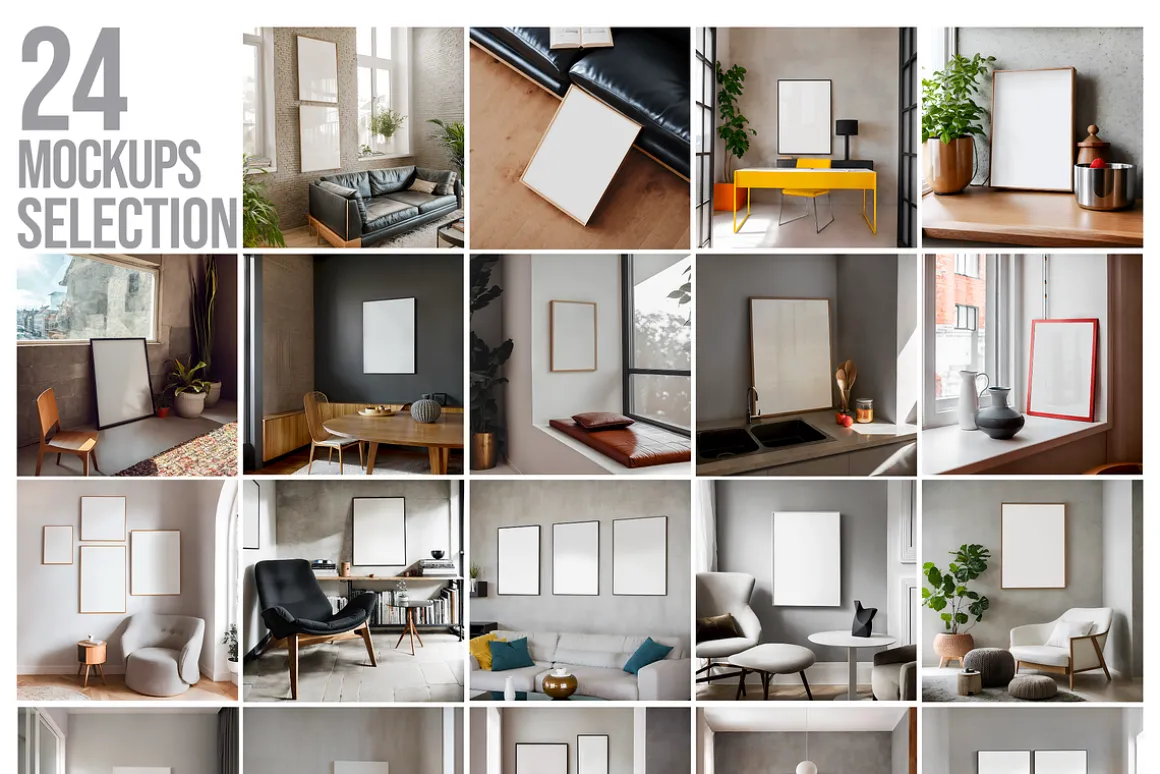 24 Minimalist Poster Mockup Bundle