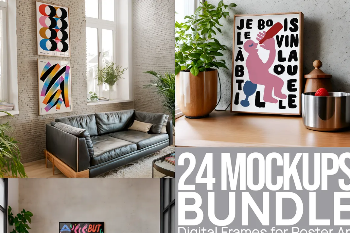 24 Minimalist Poster Mockup Bundle