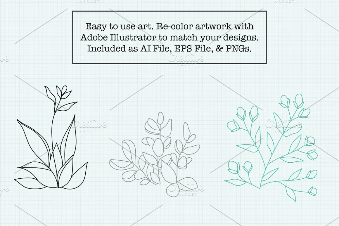 Minimalist Succulent Clipart Bundle