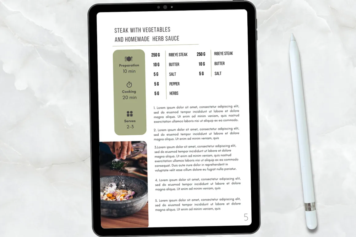 Minimal Recipe Ebook Template