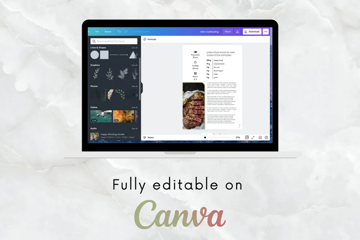Minimal Recipe Ebook Template