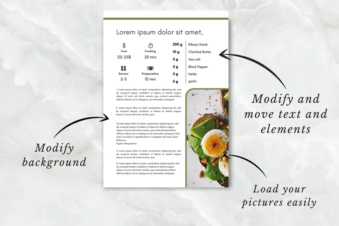 Minimal Recipe Ebook Template