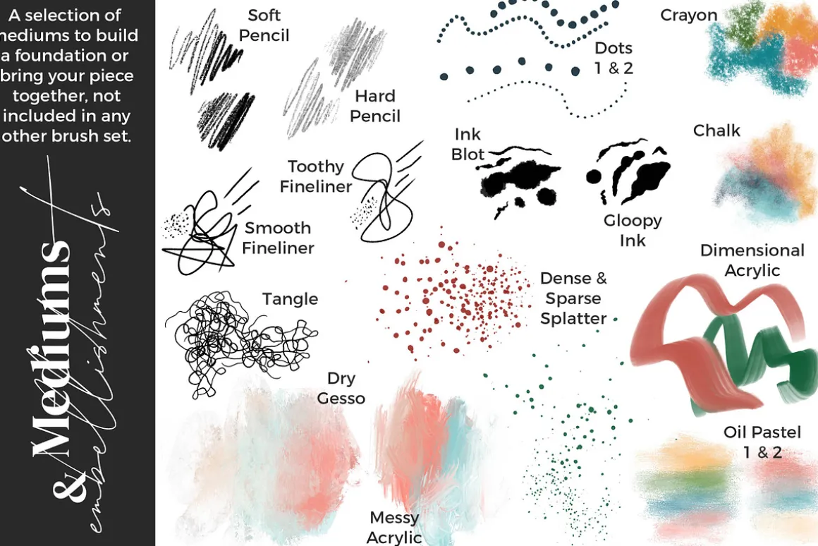 Mixed Media Brushes for Procreate
