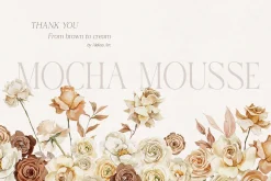 Mocha Mousse watercolor roses bundle