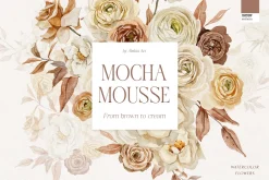 Mocha Mousse watercolor roses bundle