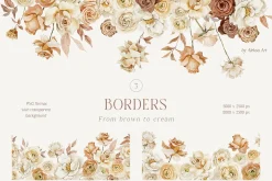 Mocha Mousse watercolor roses bundle
