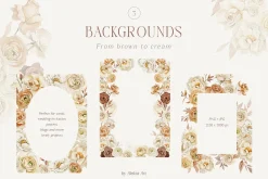 Mocha Mousse watercolor roses bundle
