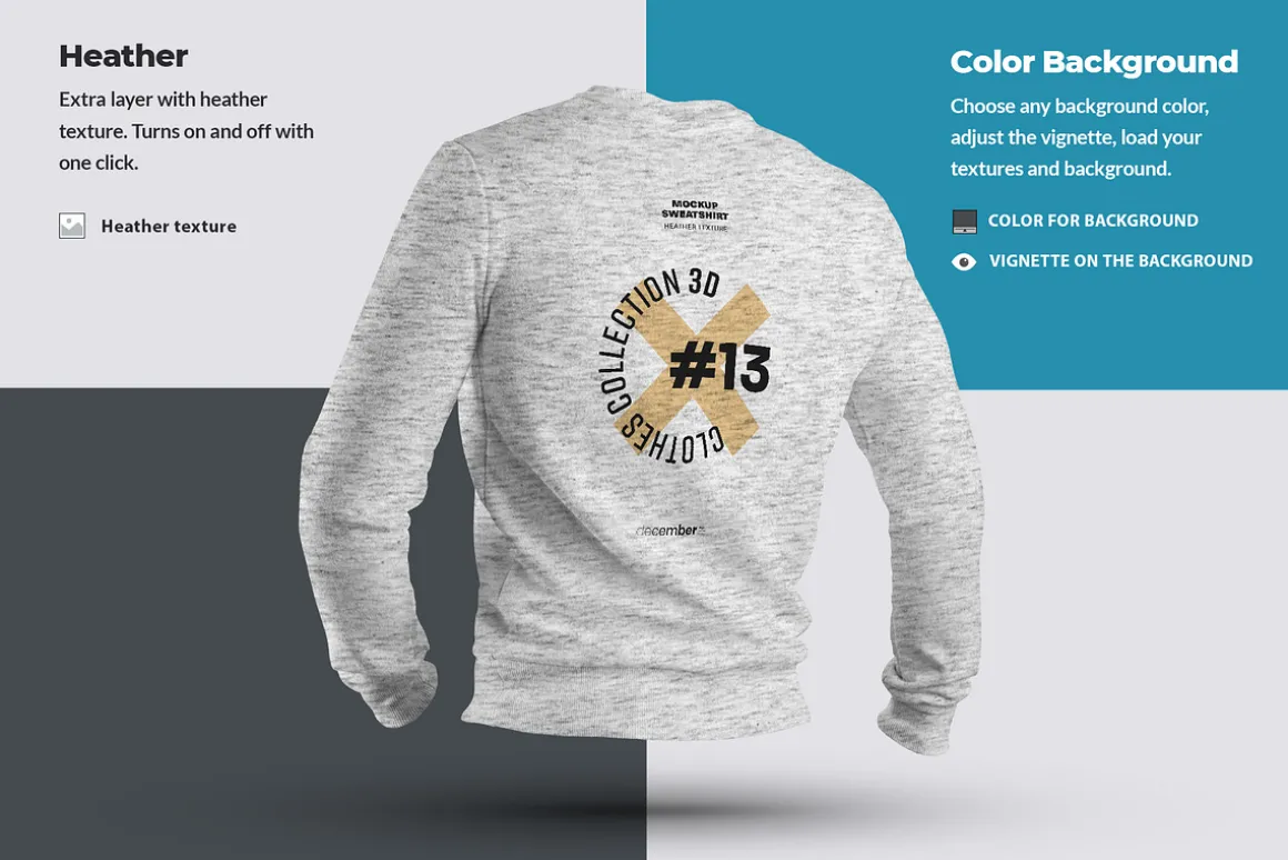 8 Mockups Mens 3D Sweatshirt