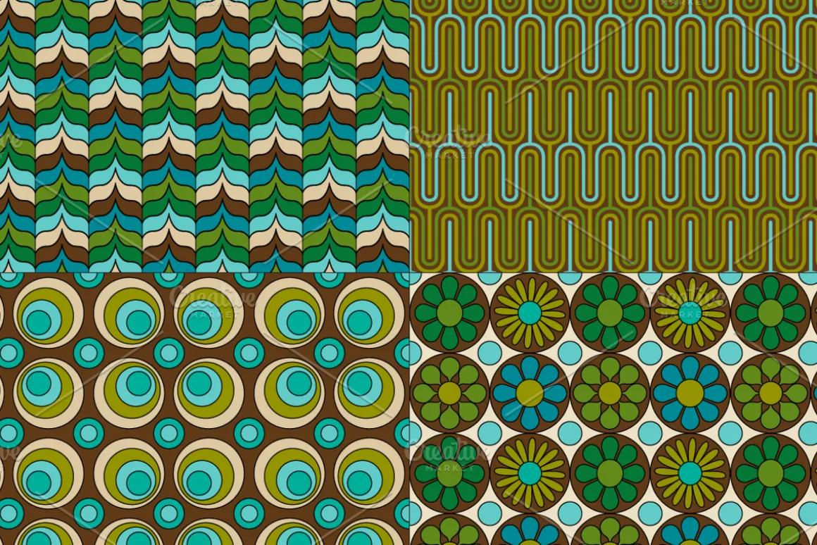 Mod Blue & Green Patterns