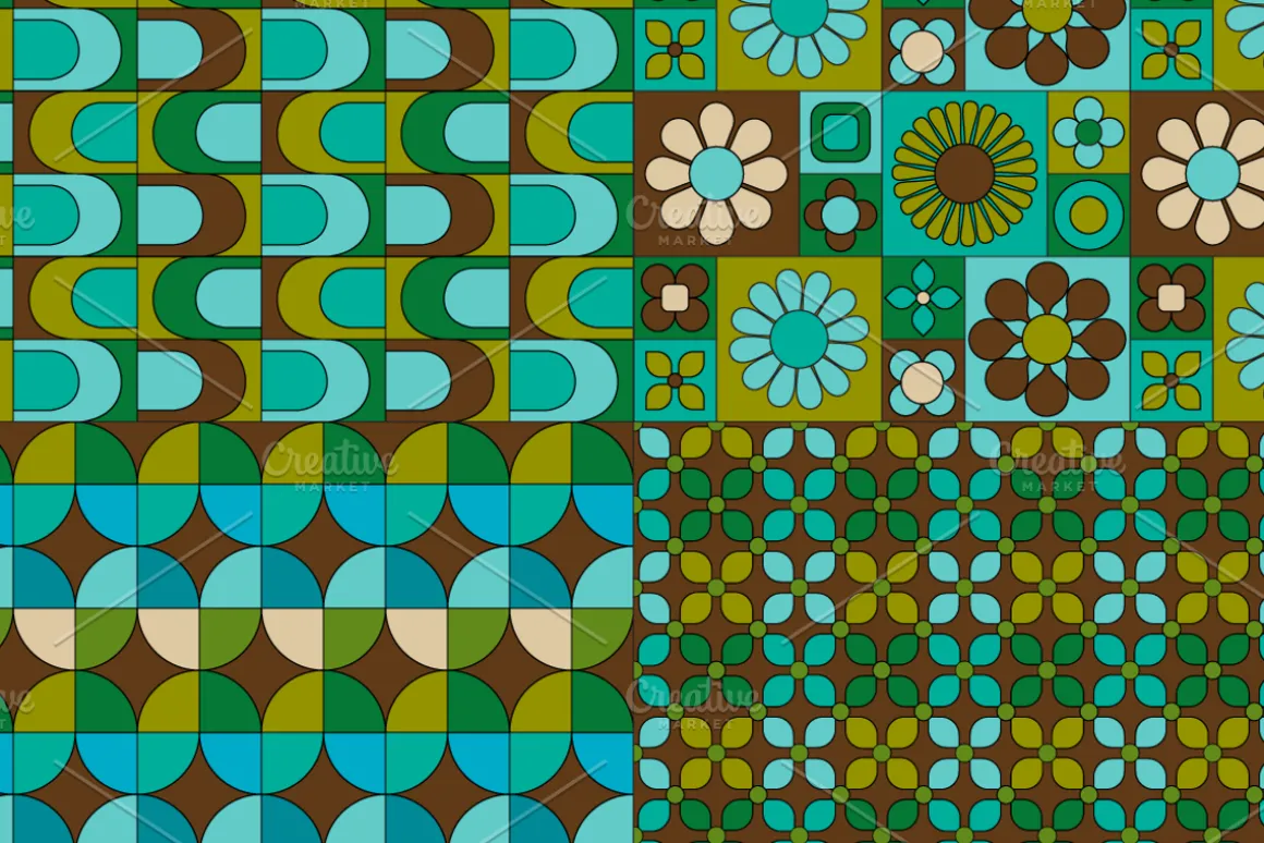 Mod Blue & Green Patterns