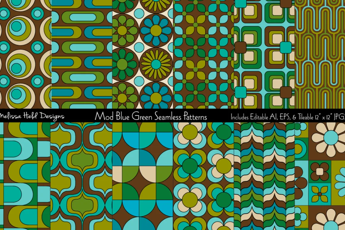 Mod Blue & Green Patterns