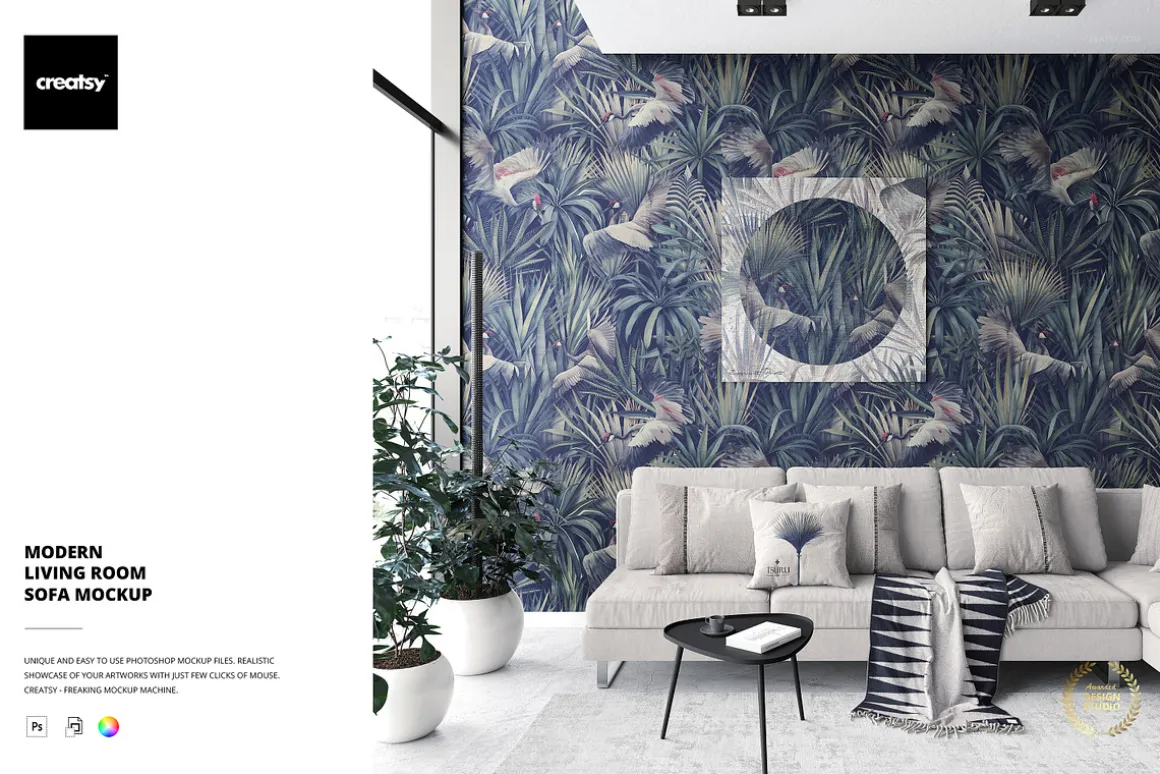 Modern Living Room Sofa Mockup