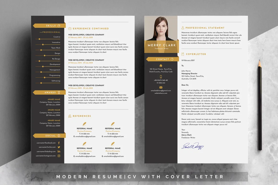 Modern Resume Template 3 Pages