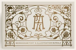 Monogram font & Illustration Bundle