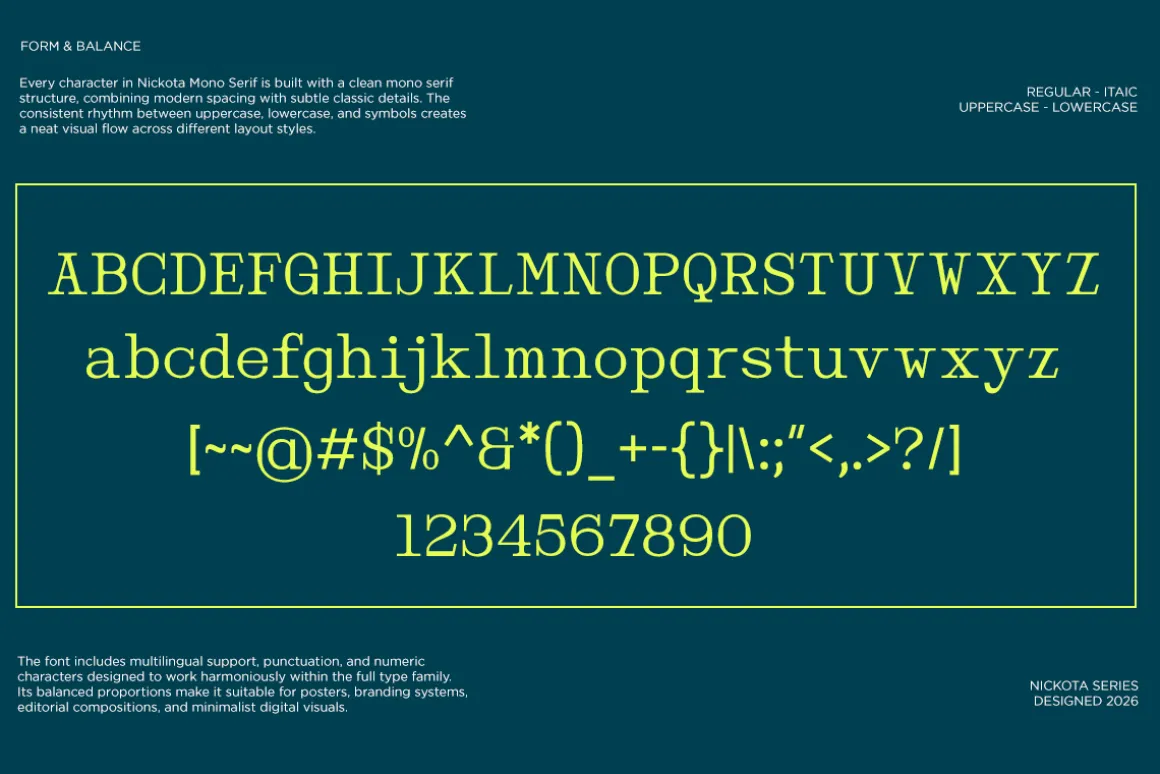 Monospace Serif Font - Nickota