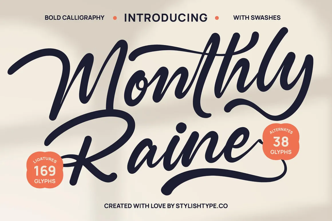 Monthly Raine Bold Calligraphy Font
