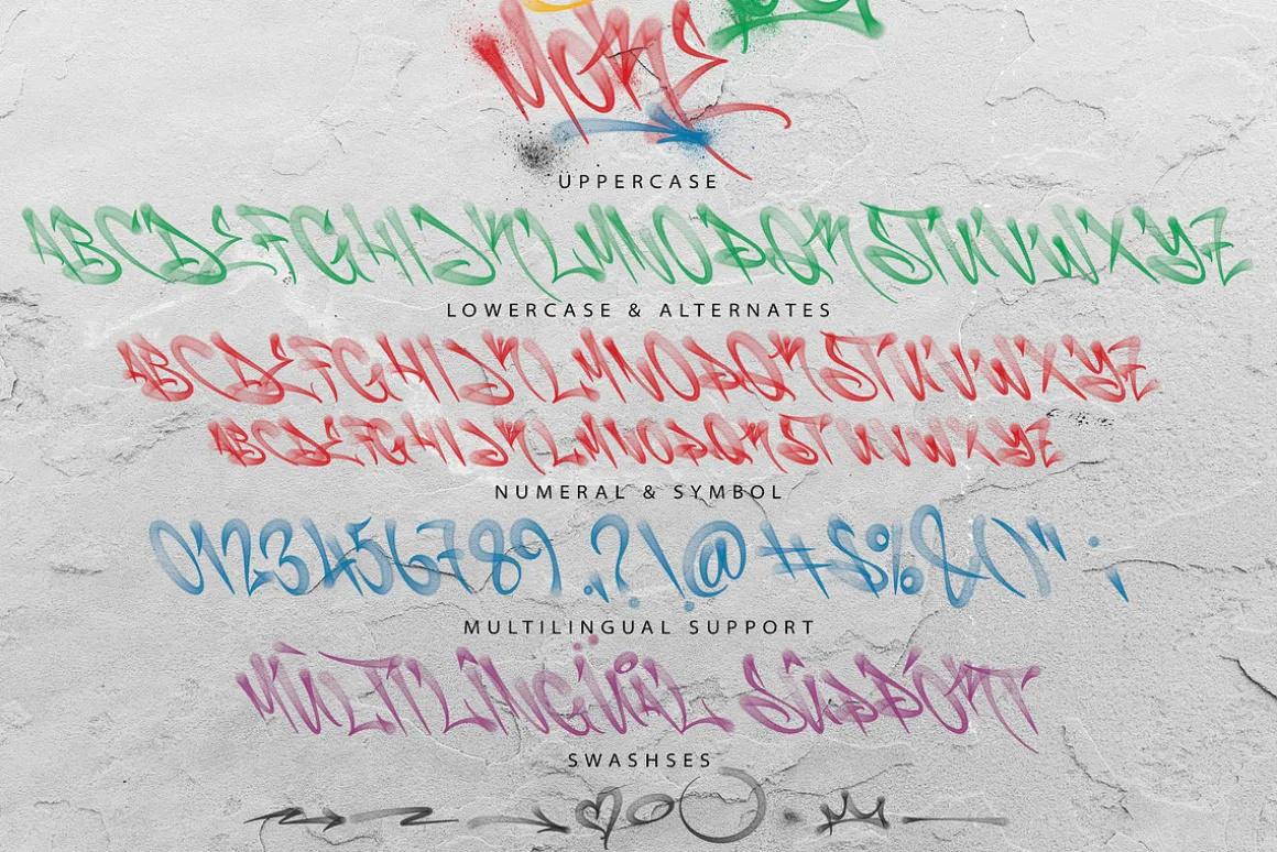 More | Graffiti Spray Paint SVG Font