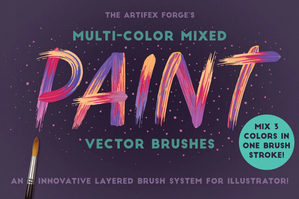 Multi-color, Mixed Paint Brushes