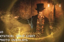 50 Mystical Gold Light Overlays