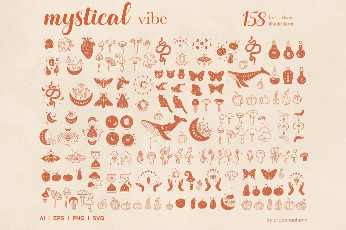 Mystical vibe vector illustrations