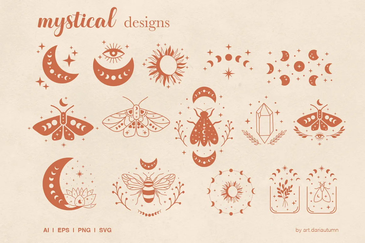 Mystical vibe vector illustrations