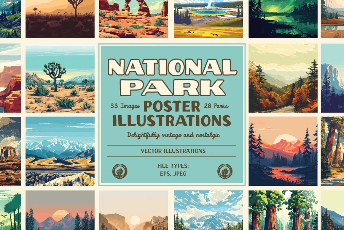 National Park Poster Illustrations