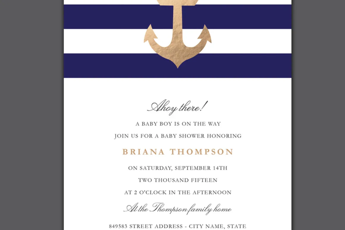 Nautical Navy Baby Shower Invite