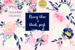Navy blue & blush pink flowers