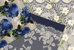 Navy Floral Lace Digital Paper