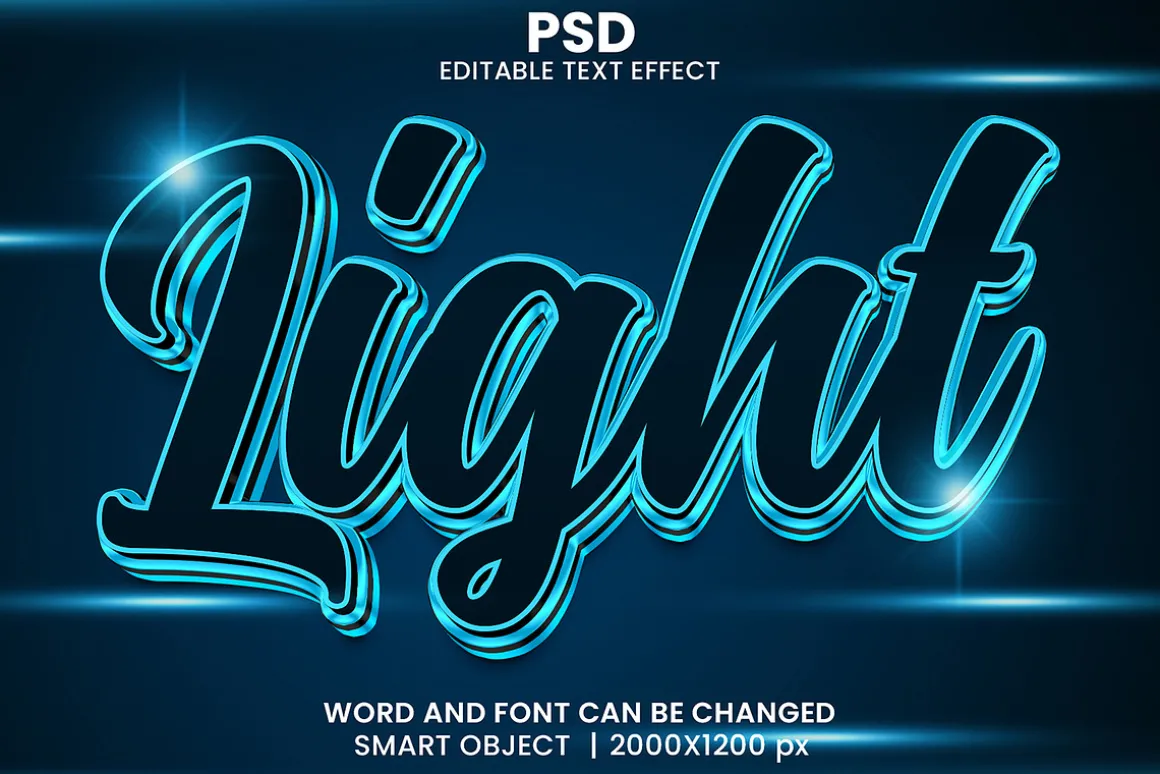 15 Neon 3d text effect font Bundle