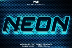 15 Neon 3d text effect font Bundle