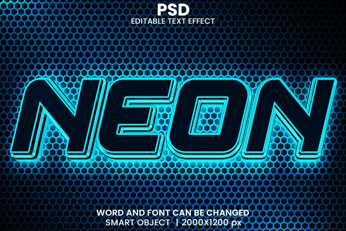 15 Neon 3d text effect font Bundle