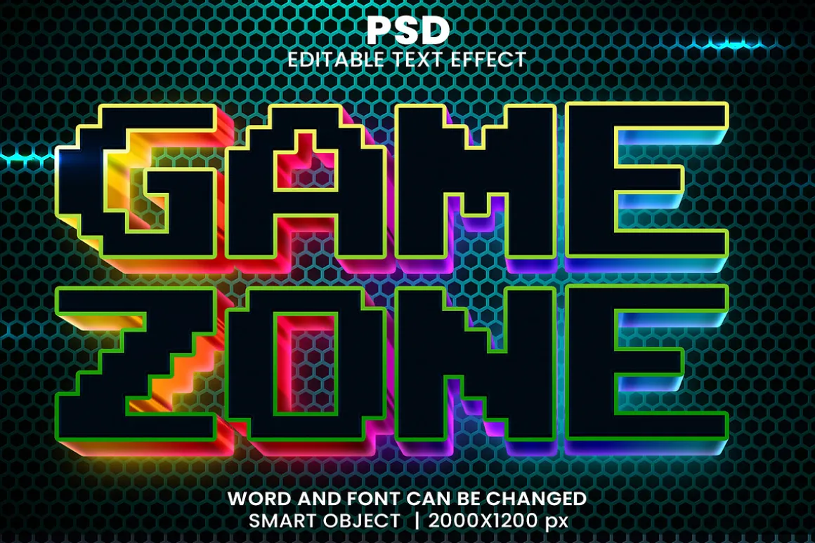15 Neon 3d text effect font Bundle