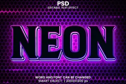 15 Neon 3d text effect font Bundle