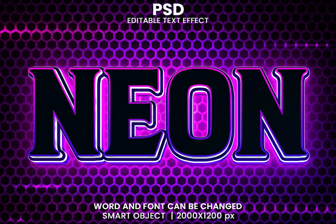 15 Neon 3d text effect font Bundle