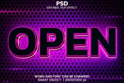 15 Neon 3d text effect font Bundle
