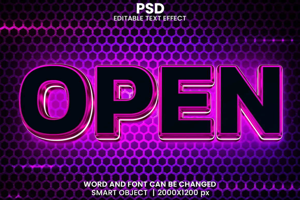 15 Neon 3d text effect font Bundle