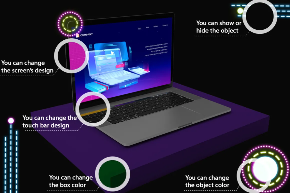 Neon Macbook Pro Mockup V.2